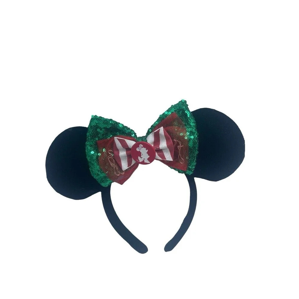 Disney Parks Minnie Ears Christmas Holiday Light Up Bow Barrette Hair Clip Green - Picture 9 of 16